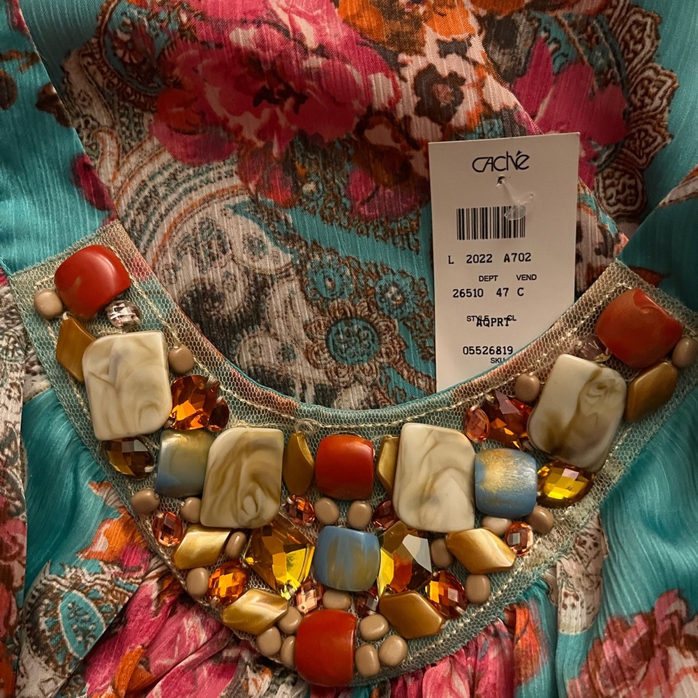 Cache Multicolor Beaded Floral Top - Picture 2 of 7